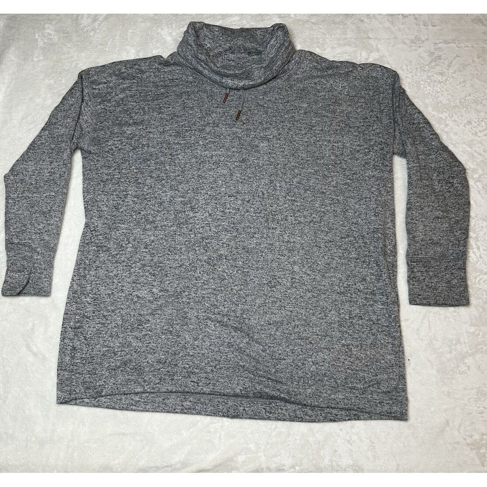 Old Navy Active Womens XL Gray Mock Turtleneck Pockets Pullover Sweatshirt